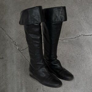 Via Spiga Black Leather Pirate Boots